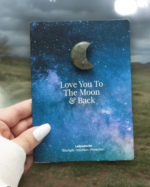 Labradorite Crystal Moon Love You Card