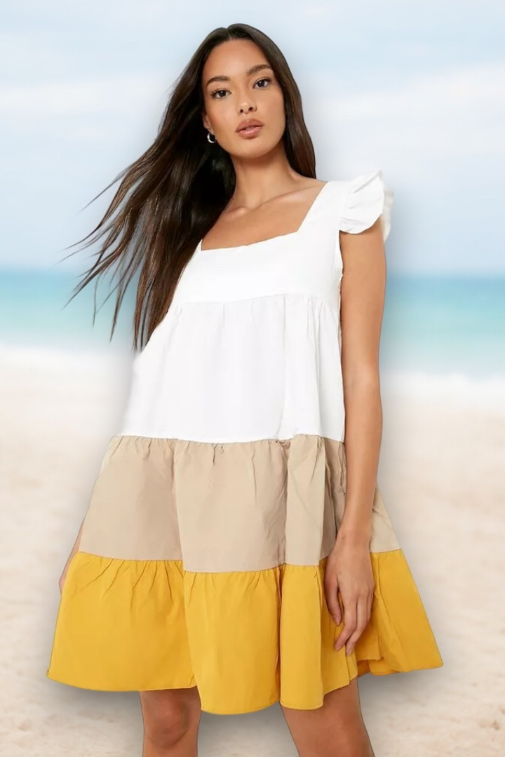 Tiered Smock Dress with Pockets